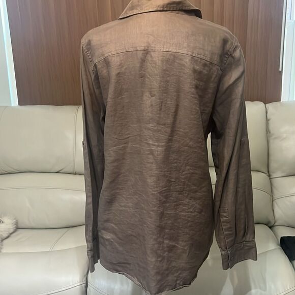 CHELSEA & THEODORE 100% LINEN BUTTON DOWN SHIRT‎ SIZE L - Picture 2 of 11